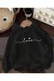 Girl's Black Hooded Love Printed Sweatshirt - 2