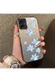 Samsung Galaxy A06 4G/5G Compatible Acrylic Hard Back Panel with Silicone Edges Blue Flower Print Phone Case - 2