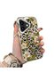 حافظة لهاتف iPhone 16 Plus متوافقة مع نمط الزهور والليوبارد، مصنوعة من الأكريليك الصلب وحافة من السيليكون