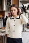 Argyle Patterned Shirt Collar Women's Knitwear Sweater - 4