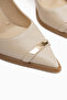 Carissa Beige Buckle Women's Heeled Shoes - 5