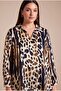 Patterned Viscose Inside and Satin Outside Plus Size Blouse Beige - 3