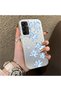 Samsung Galaxy A15 4G/5G Compatible Acrylic Hard Back Panel with Silicone Edges Blue Flower Print Phone Case - 2