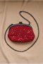 Crochet Knitted Red Small Sequin Bag - 3
