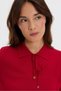 Women's Polo Collar Diamond Lace-Up Knitwear Sweater Red - 4