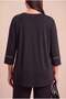 Sleeve and Skirt Stone Detailed Plus Size Round Neck Viscose Combed Cotton Blouse Black - 6