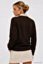 Women's Brown Soft Textured Buttoned Knit Sweater - 4