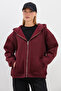 3 Thread Basic Zippered Hooded Oversize Sweatshirt - 6