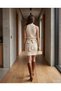 Belted Knitted Patterned Mini Knitwear Dress - 5