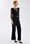 Lace Leather Belted Knitwear Jumpsuit - 3