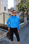 Women's Blue Stand Collar Parachute Fabric Snap Fastener Bomber Jacket 4021 - 2