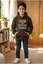 Dinosaur Design2 Hooded Boys' Cotton Sweatshirt - 4