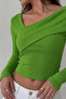 Green - Women's Long Sleeve Asymmetrical Cut Camisole Blouse