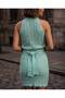 Belted Knitted Patterned Mini Knitwear Dress - 3