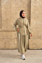 Women's Stripe Detailed Hooded Set Green