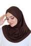 Women's One-Piece Ready-To-Wear Turban Crossed Self-Tied Viscose Headscarf Brown - 2