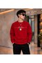 Men's Italia Italy Flag Calligraphy Printed Crew Neck Casual Regular Fit Sweatshirt