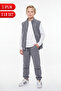 Boy's 3 Threaded Collar Vest, Striped Sweatpants, Long Sleeve Single Jersey 3-Piece Set