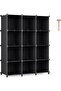 12-Cube Storage Organizer Shelves, DIY Modular Plastic Closet Cabinet with Metal Wire Frame, Heavy-D