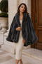 Women's Anthracite Fur-Tipped Poncho Pnc01
