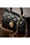 Black Leather Look Women's Shoulder Bag - 3