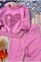 Girl's spring tracksuit set - lilac heart print 2-piece activewear - 3