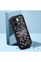 Oppo Reno14 Pro Compatible Black Silicone Shock-Absorbing Protective Case with Purple Bow and Small Floral Pattern Camera Protection - 2