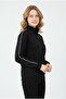 Women's Half Zipper Sleeve Single Striped Embroidered Casual Comfortable Cut Sweatshirt - 2