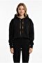 Women's Leopard Detailed Hooded Crop Oversize Thick Sweatshirt - 3