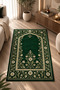 Green Classic Patterned Digital Print Prayer Rug – Traditional Motif Prayer Mat