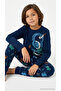 Boys' Pajama Set Long Sleeve Game Console Headset Printed Cotton Navy Blue Bottom Top Set W64081D4