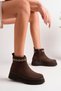 Ceyda Women's Bitter Brown Suede Look Stone Chain Detailed Zippered Thick Sole Bootie Short Bootie