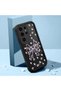 Samsung Galaxy S24 Ultra Compatible Black Silicone Shock-Absorbing Protective Case with Purple Bow and Small Floral Pattern Camera Protection - 2