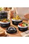 3 Layer Fan 304 Stainless Steel Food Thermos 420+420+550ml with Thermal Insulation Bag Black - 8