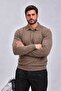Men's Winter Large Size Pocket Polo Brown Sweatshirt - 5