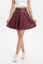 Women's High Waist Flared Cut Faux Leather Pleated Casual Skirt