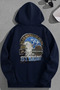 Unisex 3 Thread Cotton Navy Blue Stermn Print Loose Fit Sweatshirt Hoodie
