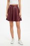 Women's High Waist Flared Cut Faux Leather Pleated Casual Skirt - 3