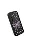 Samsung Galaxy A35 Compatible Black Silicone Shock-Absorbing Protective Case with Purple Bow and Small Flower Pattern Camera Protection - 3