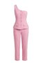 Powder Pink One-Shoulder Blazer Suit