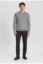 Men's Gray Melange Crew Neck Diamond Knit Corspan Knitwear - 2