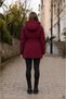 Burgundy Girl's Detachable Hooded Inflatable Coat with Belt and Fur Inside 24882 - 3