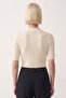 Buttoned Short Sleeve Knitwear Blouse Ecru - 4