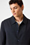 Navy Blue Textured Modern Jacket - 5