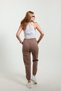 Elastic Cuffed Soft Fabric Lace-Up Waist and Double Pockets Winter Brown Sweatpants for Women - 3
