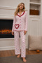 Ruffled Viscose Detailed Baby Collar Buttoned Long Sleeve Patterned Pajama Set - 2