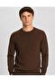 Men's Brown Crew Neck Diamond Knit Corspan Knitwear - 3