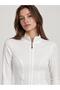 Women's Ecru Blouse with Double Zipper on the Front and Camisole Stitching Detail - 3
