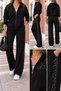 All-Day Elegance – Women's Stone Detailed Zipper Long Sleeve Top and Spanish Flare Pants Set - 2