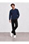 Men's Navy Blue Crew Neck Corspan Rope Basic Knitwear - 2